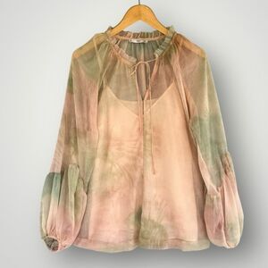 Mango Multicolor Sheer Blouse